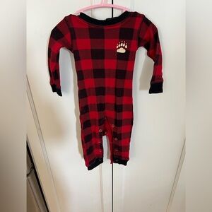 Flap Jack Red and Black Plaid Baby romper 6 m